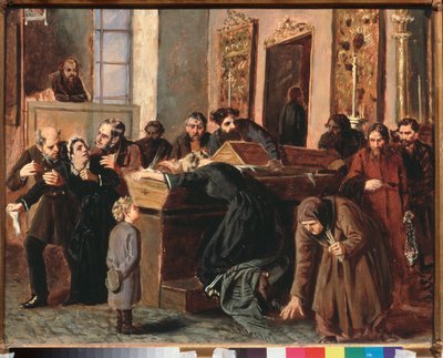 Adiós a los muertos - Obra de Iosif Petrovich Volkov (1854-apres 1897), óleo sobre papel de Iosif Petrovich Volkov