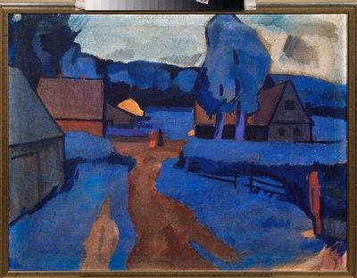 Paisaje azul - Pintura de Iosiph (Iosif) Solomonovich Shkolnik (1883-1926), óleo sobre lienzo, hacia 1910 - Arte ruso, siglo XX, vanguardia - Colección privada de Iosiph Solomonovich Shkolnik