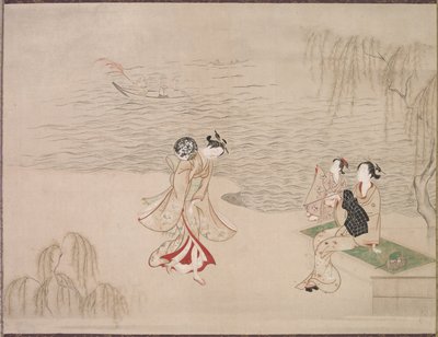 Bellezas en la playa, c. 1765-1792 de Ippitsusai Bunchō