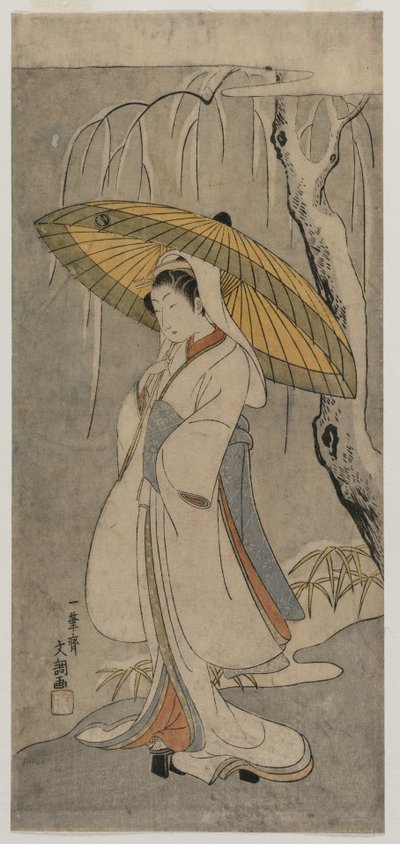 Segawa Kikunojo II como la Doncella Garza de la serie Teatro Ichimura, 1770 de Ippitsusai Bunchō