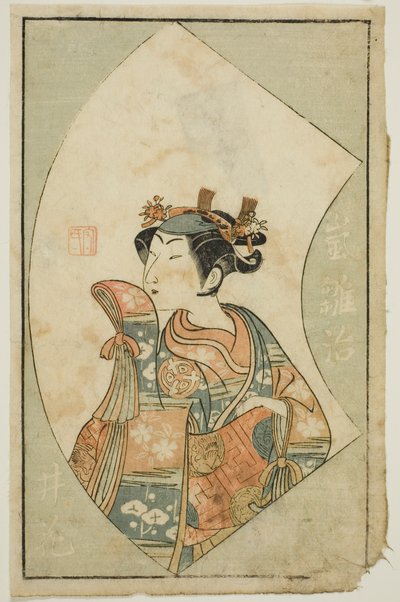 El actor Arashi Hinaji, de "Un libro ilustrado de abanicos de escenario (Ehon butai ogi)" de Ippitsusai Bunchō