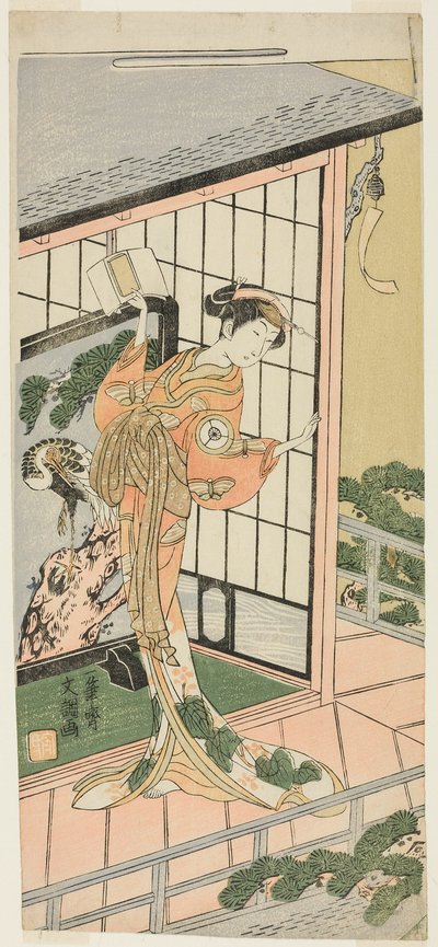 El actor Iwai Hanshiro IV como Okaru en el acto siete de la obra Chushingura (Tesoro de los cuarenta y siete leales), representada en el Teatro Morita desde el tercer día del cuarto mes de 1769 de Ippitsusai Bunchō