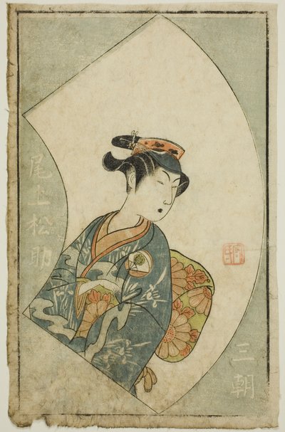 El actor Onoe Matsusuke I, página de "Un libro ilustrado de abanicos de escenario (Ehon butai ogi)" de Ippitsusai Bunchō