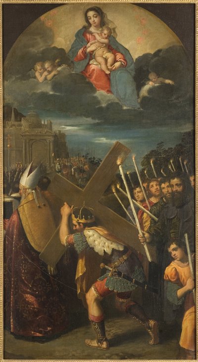 El emperador Heraclio devuelve la Verdadera Cruz a Jerusalén de Ippolito Scarsella