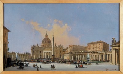 Bendición papal en la Piazza San Pietro de Ippolito Caffi