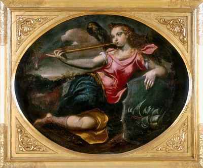 Fama, obra de Ippolito Scarsella, también conocido como lo Scarsellino, conservada en la Galleria Estense en Módena de Ippolito Scarsella