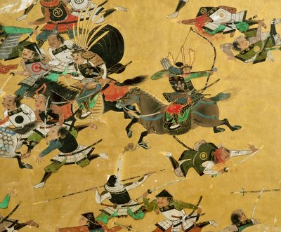 Un antiguo biombo samurái que representa la caída del castillo de Osaka en 1615..., 2005 (foto) de Ira Block