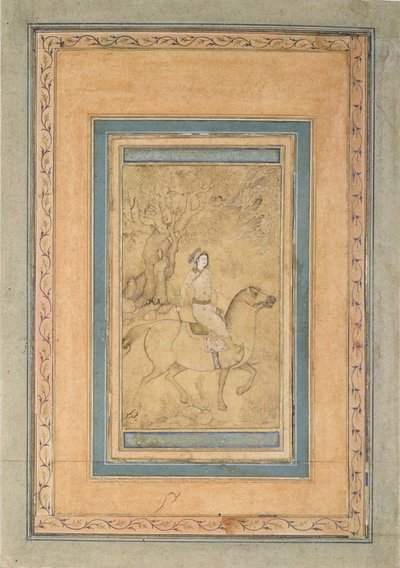 Jinete en un paisaje, mediados del siglo XVII de Iranian Master