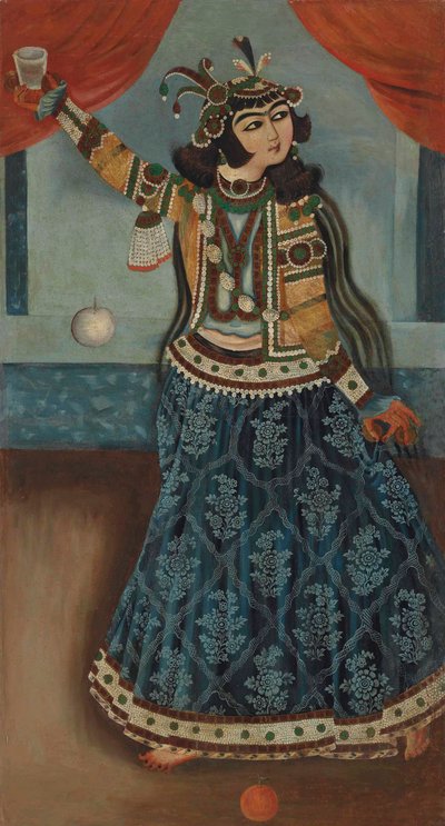 Una bailarina en un vestido azul de Iranian School