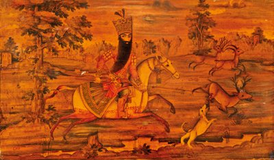 (detalle) de un cofre Qajar de Iranian School