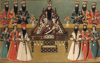 Fath "Ali Shah y sus cortesanos inmediatos, c.1815 de Iranian School