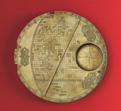 Mapa del mundo centrado en La Meca, dinastía Safavid, de Isfahan de Iranian School
