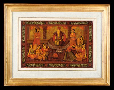 Uno de un par de paneles pintados, Irán Qajar de Iranian School