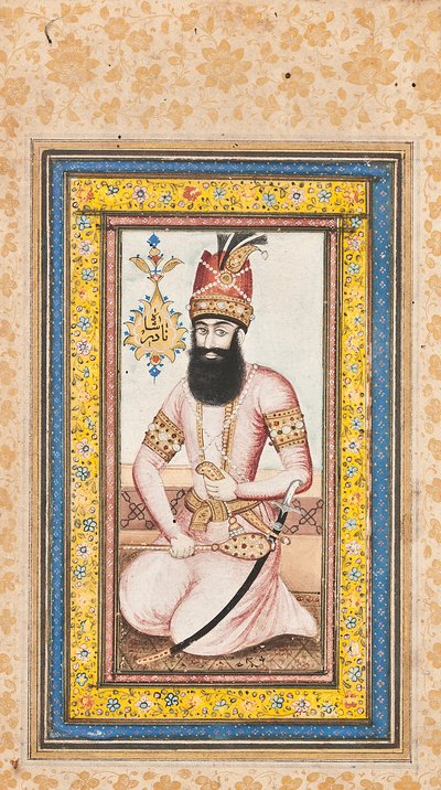 Retrato de Nadir Shah, uno de un par con Karim Khan Zand, Qajar Irán de Iranian School
