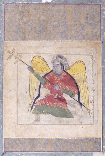 Un ángel con turbante, portando un bastón, c.1370-80 de Iraqi School