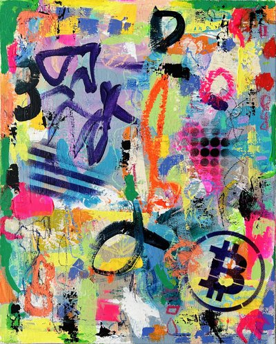 Graffiti de Bitcoin lleno de colorido de Irene Chua