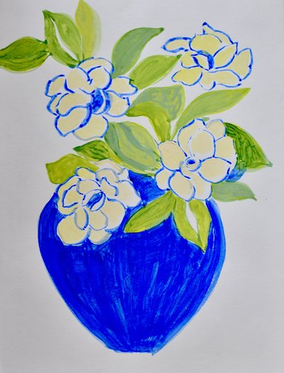 Jarrón floral azul intenso de Iria Fernandez