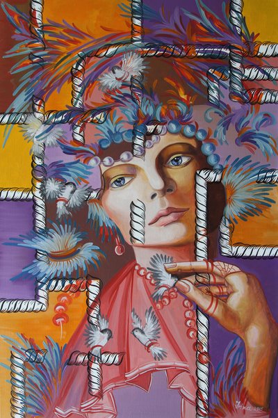 Sombrero de plumas de Irina Corduban