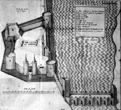 Plano del siglo XVII del Castillo de Limerick, Irlanda de Irish School