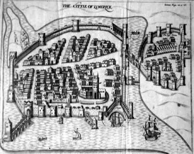 Plano del Siglo XVII de la Ciudad de Limerick, Irlanda de Irish School