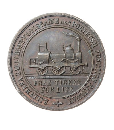 Pase del director para el ferrocarril de Ballymena, Ballymoney, Coleraine y Portrush Junction, Irlanda de Irish School