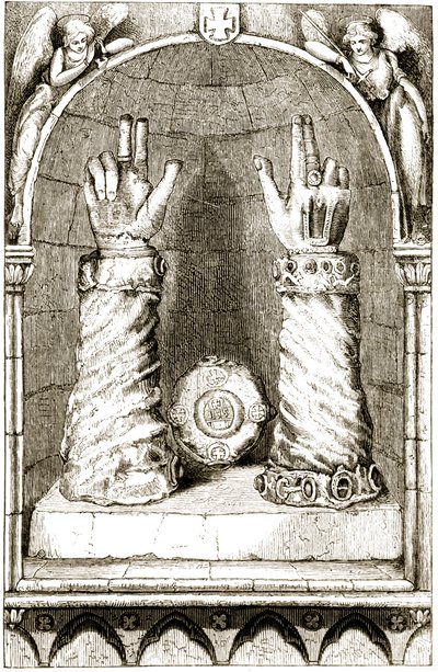 Santuario de la mano de San Patricio, de The Trias Thaumaturga, o Tres Santos Milagrosos de Irlanda, por Mary Cusack (1829-99) publicado c.1890s de Irish School