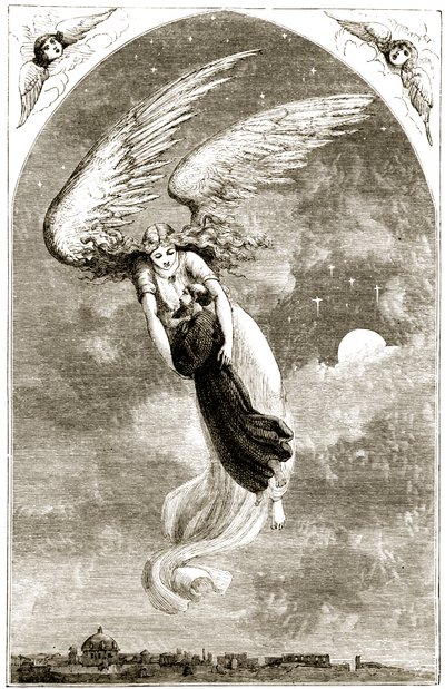 San Patricio llevado a Roma por el ángel, de The Trias Thaumaturga, o Tres Santos Milagrosos de Irlanda, por Mary Cusack (1829-99) publicado c.1890s de Irish School
