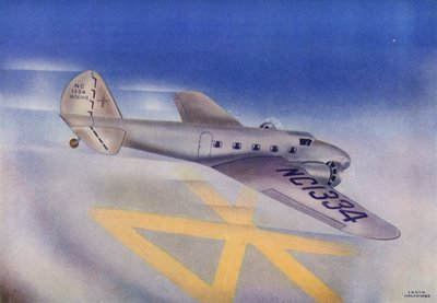 Boeing 247D (litografía en color) de Irvin L. Holcombe