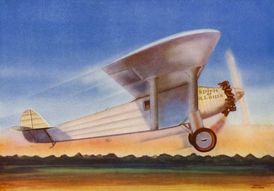 Monoplano Ryan, Spirit of St Louis (litografía en color) de Irvin L. Holcombe