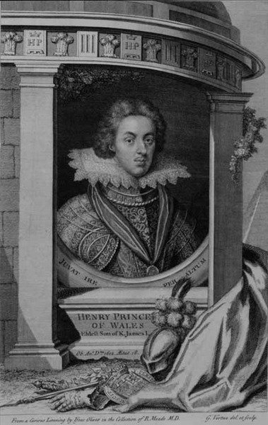 Enrique (1594-1612) Príncipe de Gales, grabado por George Vertue (1684-1756) (grabado) de Isaac (after) Oliver