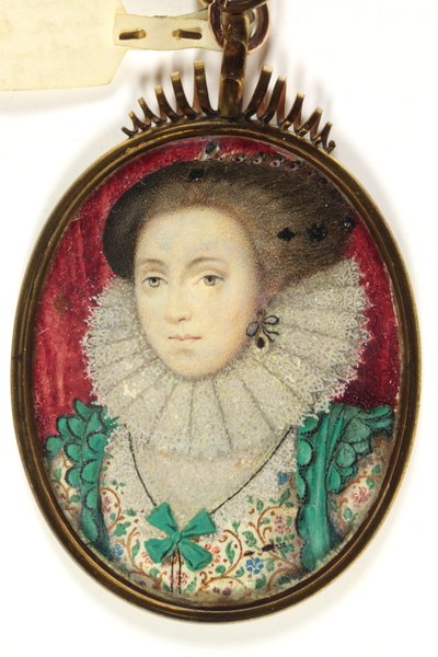 Una dama tradicionalmente identificada como la Sra. Holland, Lady Cope (acuarela sobre vitela) de Isaac (attr. to) Oliver