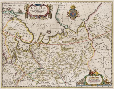 Mapa de Rusia De: Partes Septentrionalis et Orientalis, 1630s de Isaac Abrahamsz. Massa