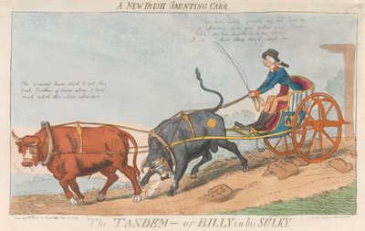 Ein neuer irischer Jaunting Carr. Das Tandem - oder Billy in seinem Sulky de Isaac Cruikshank