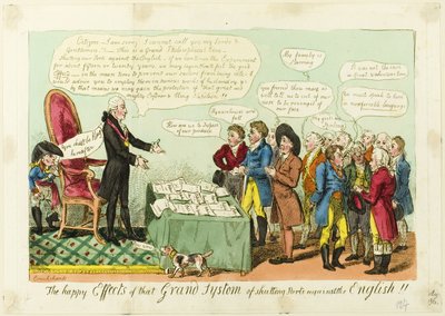 ¡¡Los felices efectos de ese gran sistema de cerrar puertos contra los ingleses!! de Isaac Cruikshank