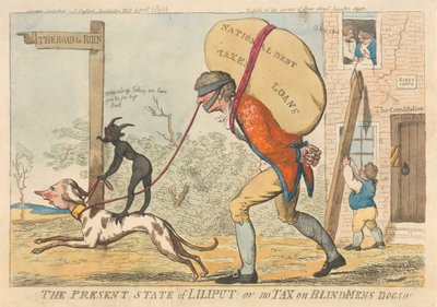 Der gegenwärtige Zustand von Liliput oder Keine Steuer auf Blindenhunde de Isaac Cruikshank