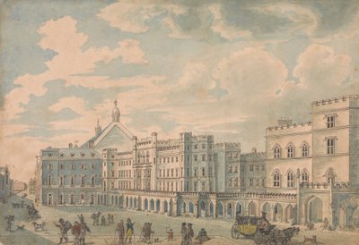 Vista de las Cámaras de los Lores y de los Comunes desde Old Palace Yard de Isaac Cruikshank