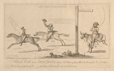 Westminster Races, una carrera de calor político en Convent Garden de Isaac Cruikshank