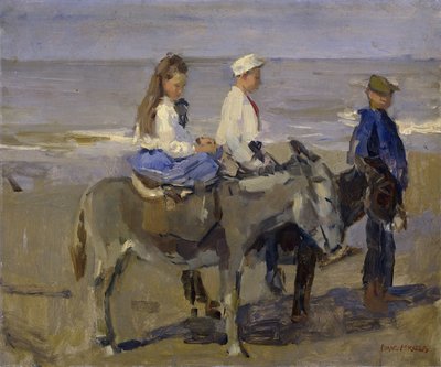 Niño y niña en burro de Isaac Israels