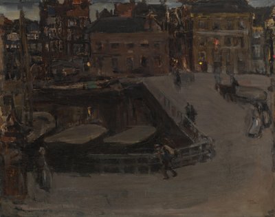 Damrak al anochecer de Isaac Israels