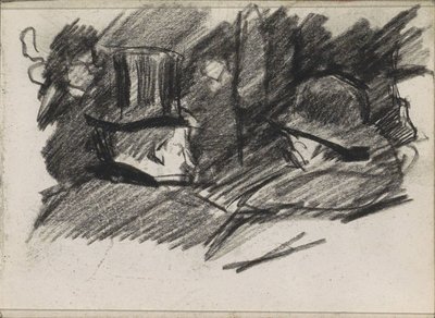 Hombre y mujer con sombrero, vistos desde atrás. de Isaac Israels