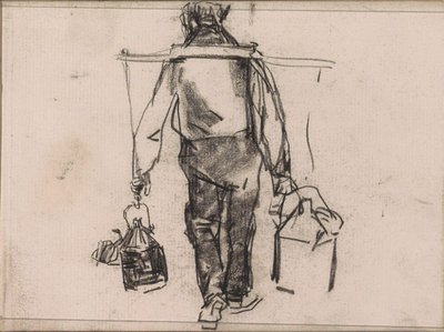 Hombre con yugo, visto de espaldas de Isaac Israels