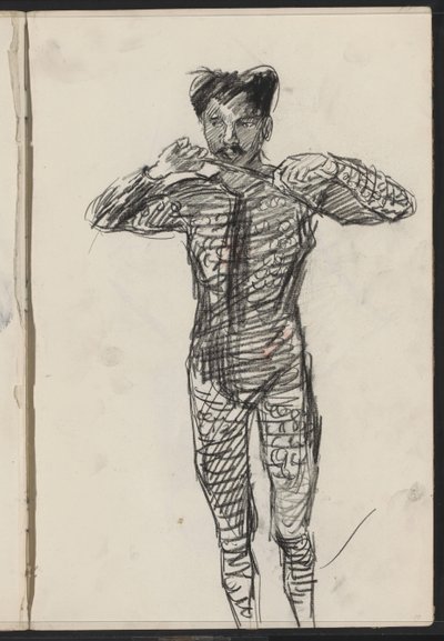 Hombre de pie disfrazado, posiblemente un artista de Isaac Israels