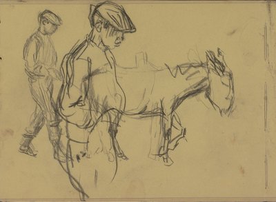 Dos estudios de un niño burro y un burro de Isaac Israels