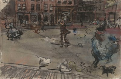 Ráfaga de viento en Dapperplein en Ámsterdam de Isaac Israels