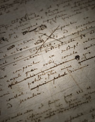 Dos páginas de revisiones a los Principia Mathematica de Isaac Newton