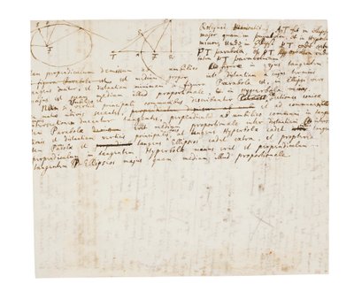 Dos páginas de revisiones a los Principia Mathematica de Isaac Newton