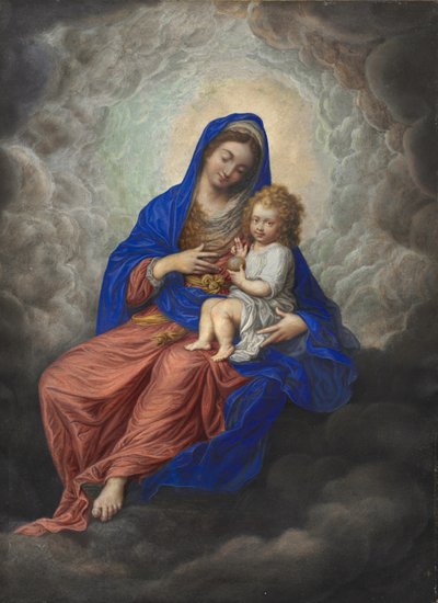 Madonna y el niño en la gloria, c.1605-17 de Isaac Oliver