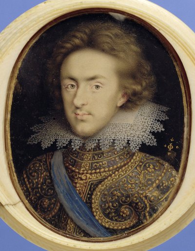 Retrato en miniatura de Enrique (1594-1612) Príncipe de Gales (acuarela sobre vitela) de Isaac Oliver