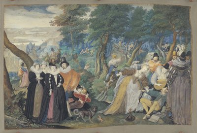 Una fiesta al aire libre. Alegoría sobre el amor conyugal de Isaac Oliver I