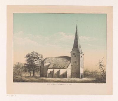 Vista de la iglesia en Emmen Iglesia en Emmen, demolida en 1855 (título sobre objeto) de Isaac Reijnders Sz.